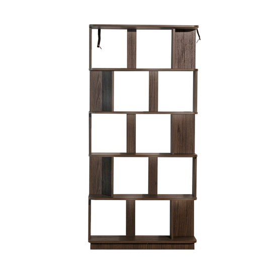 5 Tier Open Bookshelf, Free Combination Storage Shelving For Living Room - Dark Brown