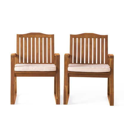 Della - Wood Armchair (Set of 2) Outdoor Dining Chairs - Cream