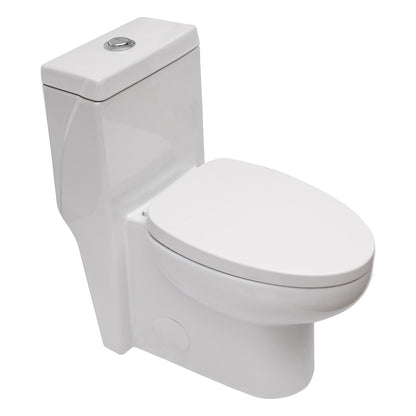 1 Piece Toilet With Dual Flush And Soft Closing Seat - White