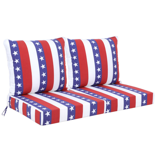 24X24 Inch Outdoor Deep Seat Cushion Set Waterproof Fade Resistant Patio Furniture Cushions With Removable Covers, Adjustable Straps & Handles (Set of 2) - Red