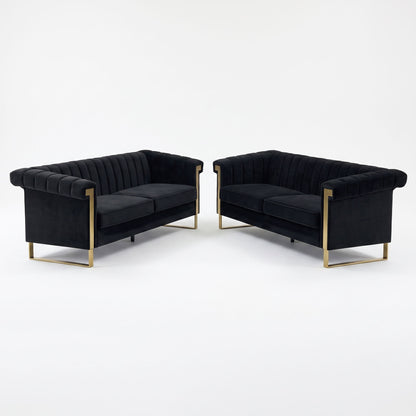 2 Piece Sofa Set With Tufted Back And Deep Seating