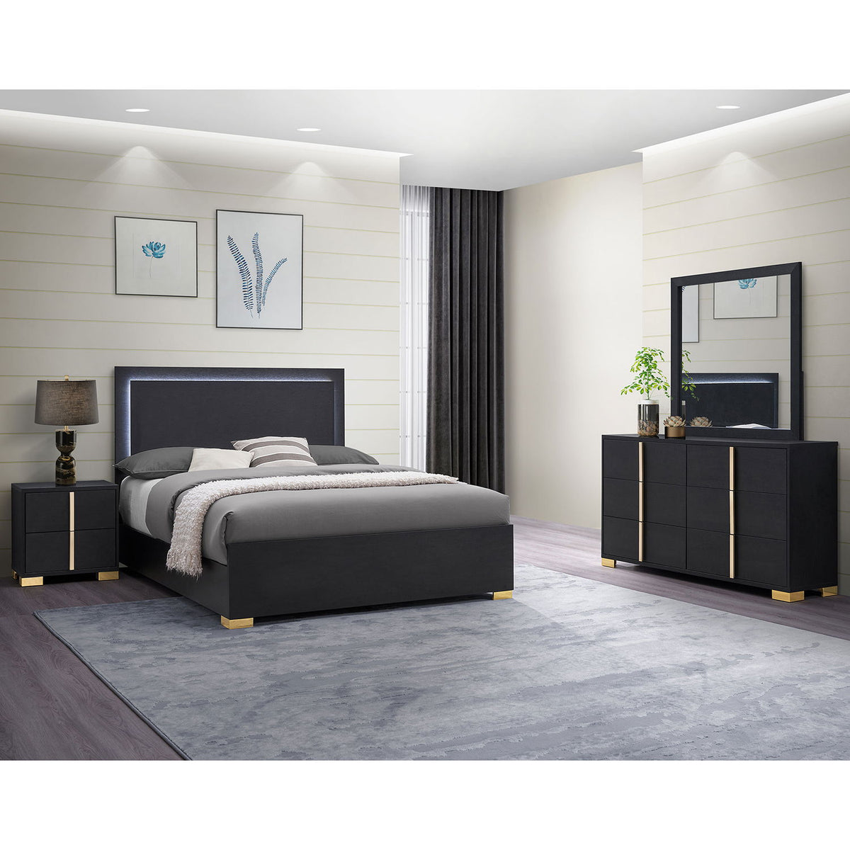 Jeremiah - Bedroom Set With LED Headboard