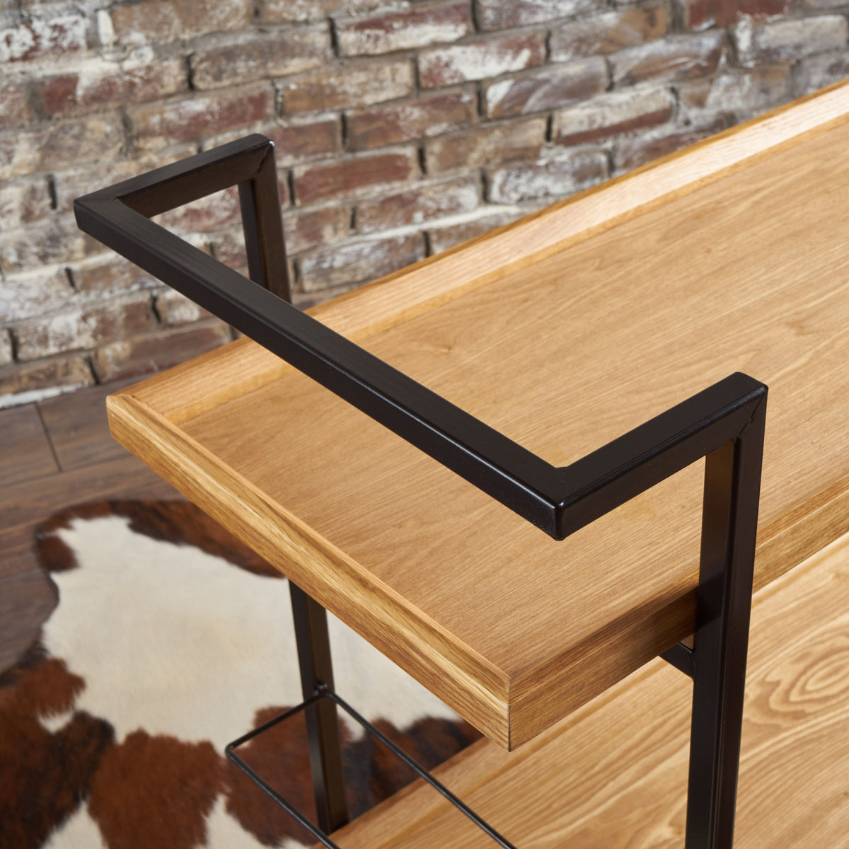 Modern Industrial Bar Cart With Shelving And Casters