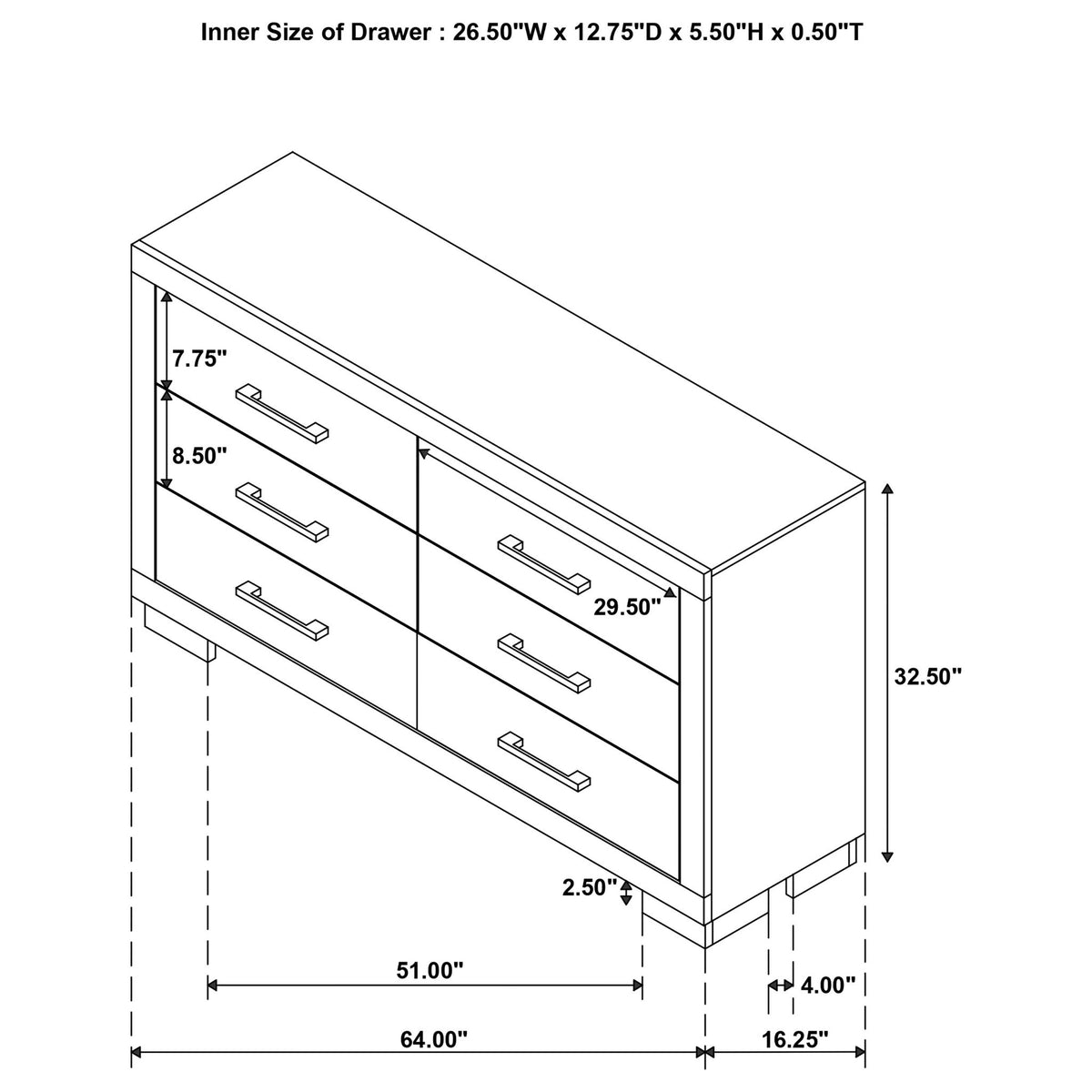 Polk - 6 Drawer Dresser