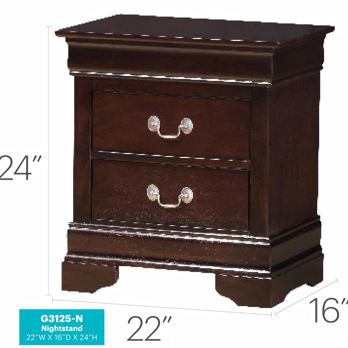 Louis Phillipe - Nightstand - Wood