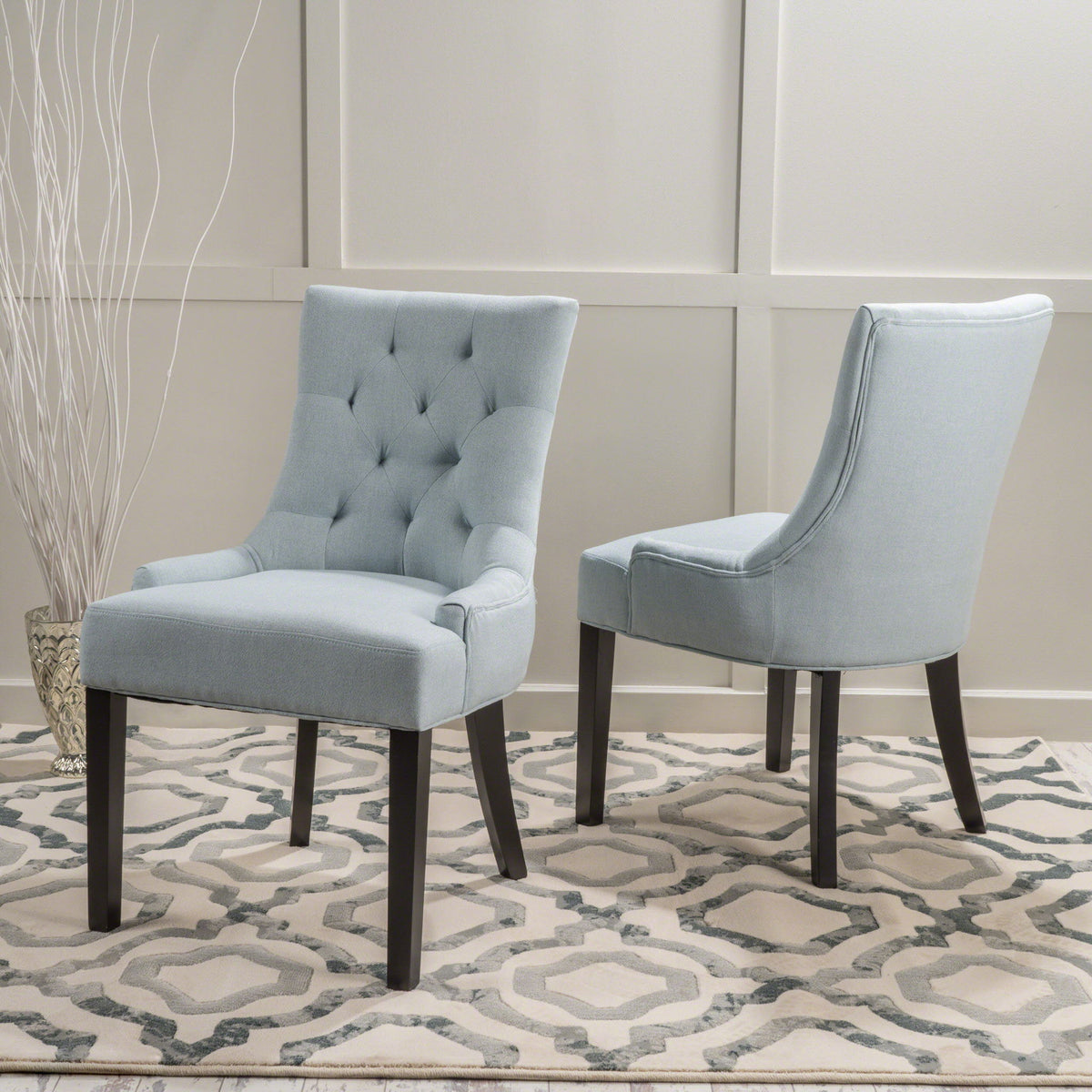 Contemporary Cheney Dining Chair Set With Tufted Design