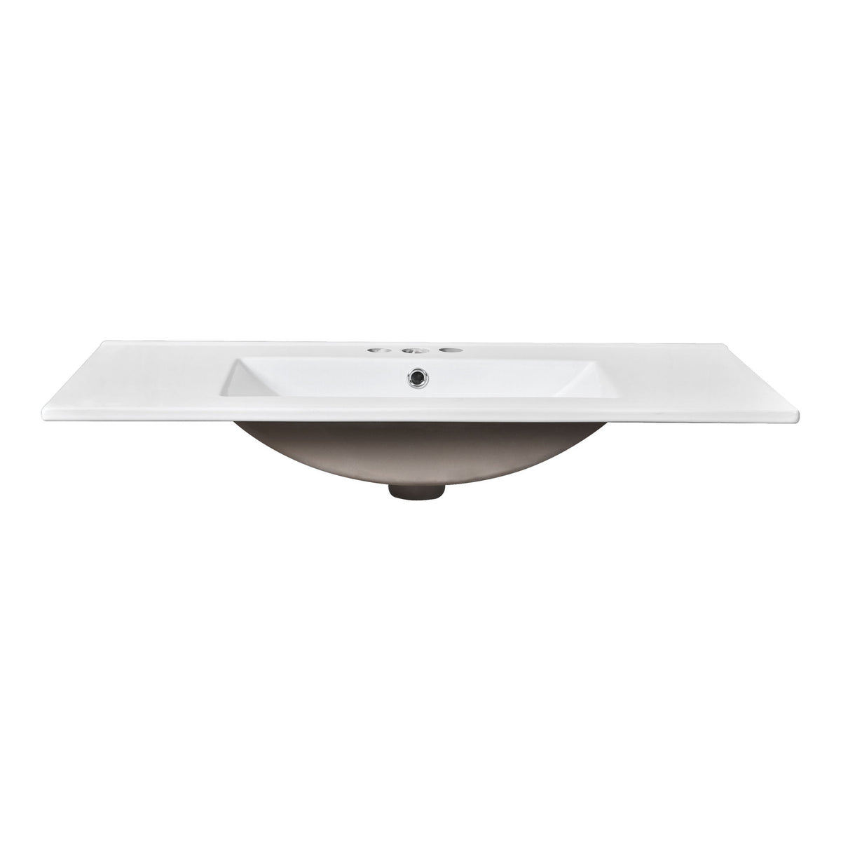 Single Bathroom Basin Sink Vanity Top Only & 3 Faucet Holes - White