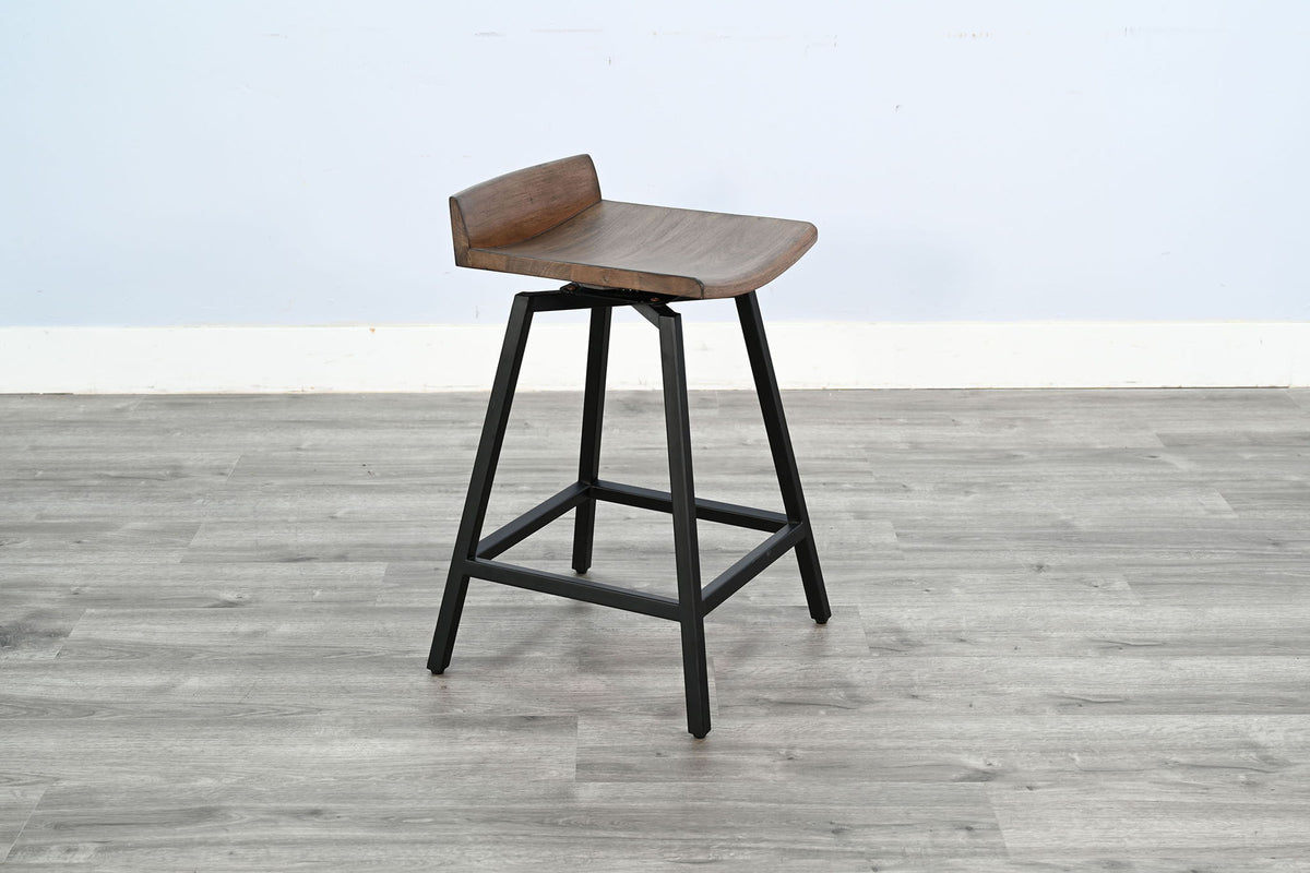 Doe Valley - 24"H Wood Swivel Stool - Buckskin