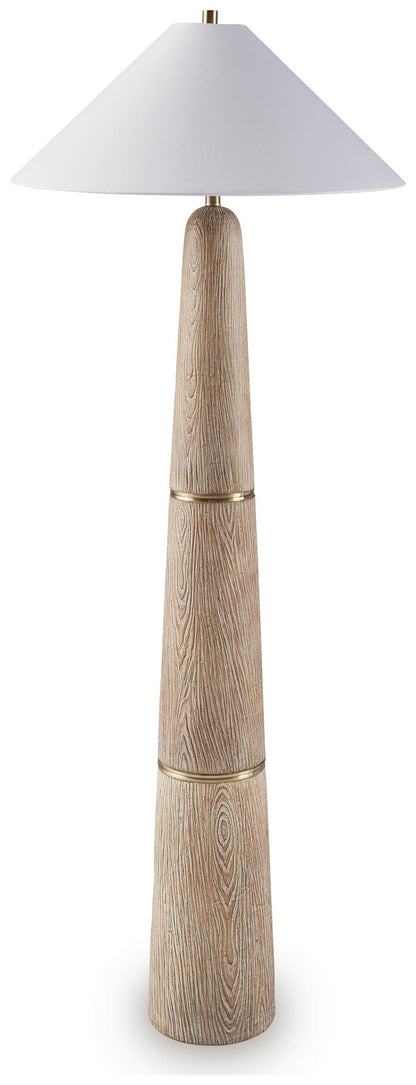 Gasparleigh - Poly Floor Lamp - Brown / Gold Finish