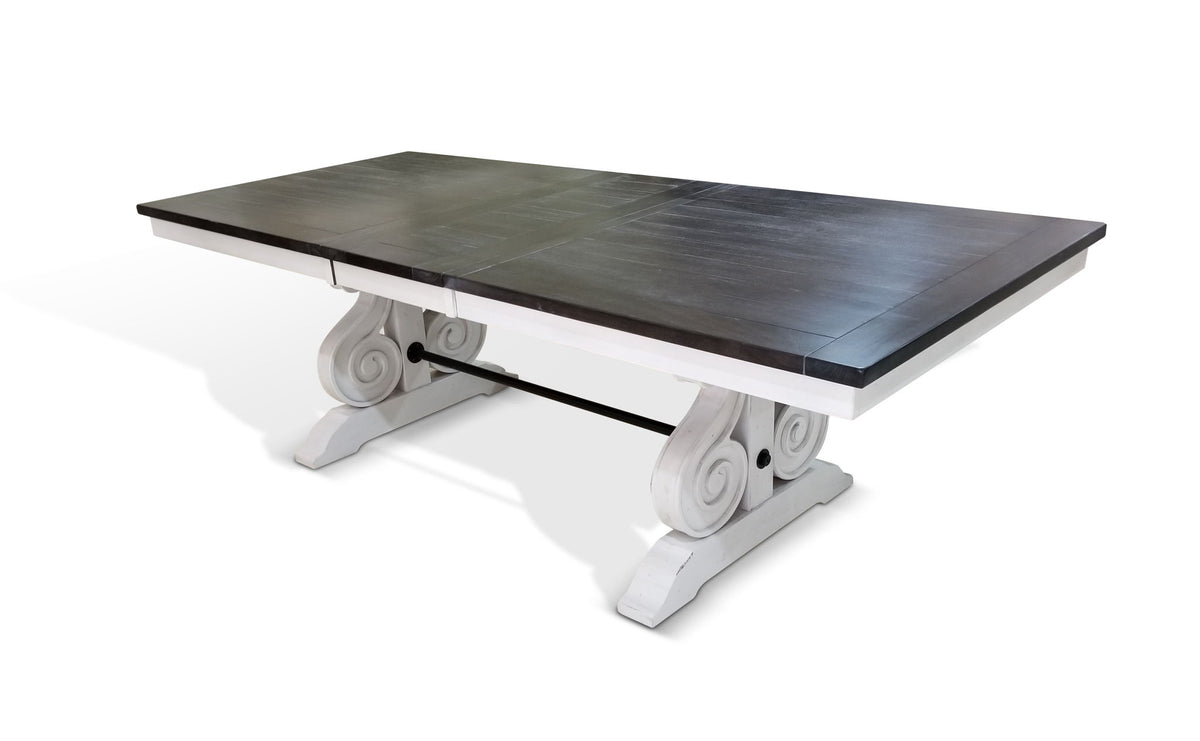 Carriage House - Trestle Table - Cottage White / Europen Dark