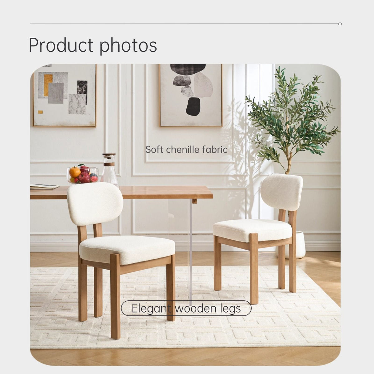 Dining Chairs With Ergonomic Backrest And Adjustable Feet (Set of 2)