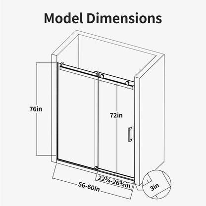 Frameless Single Sliding Soft Close Shower Doors, Reversible Installatio - Chrome