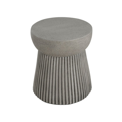 Modern Outdoor Lightweight Concrete Side Table With Hourglass Design - Light Gray