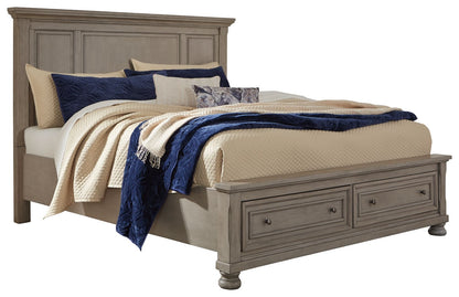 Lettner - California King Panel Storage Bed - Light Gray