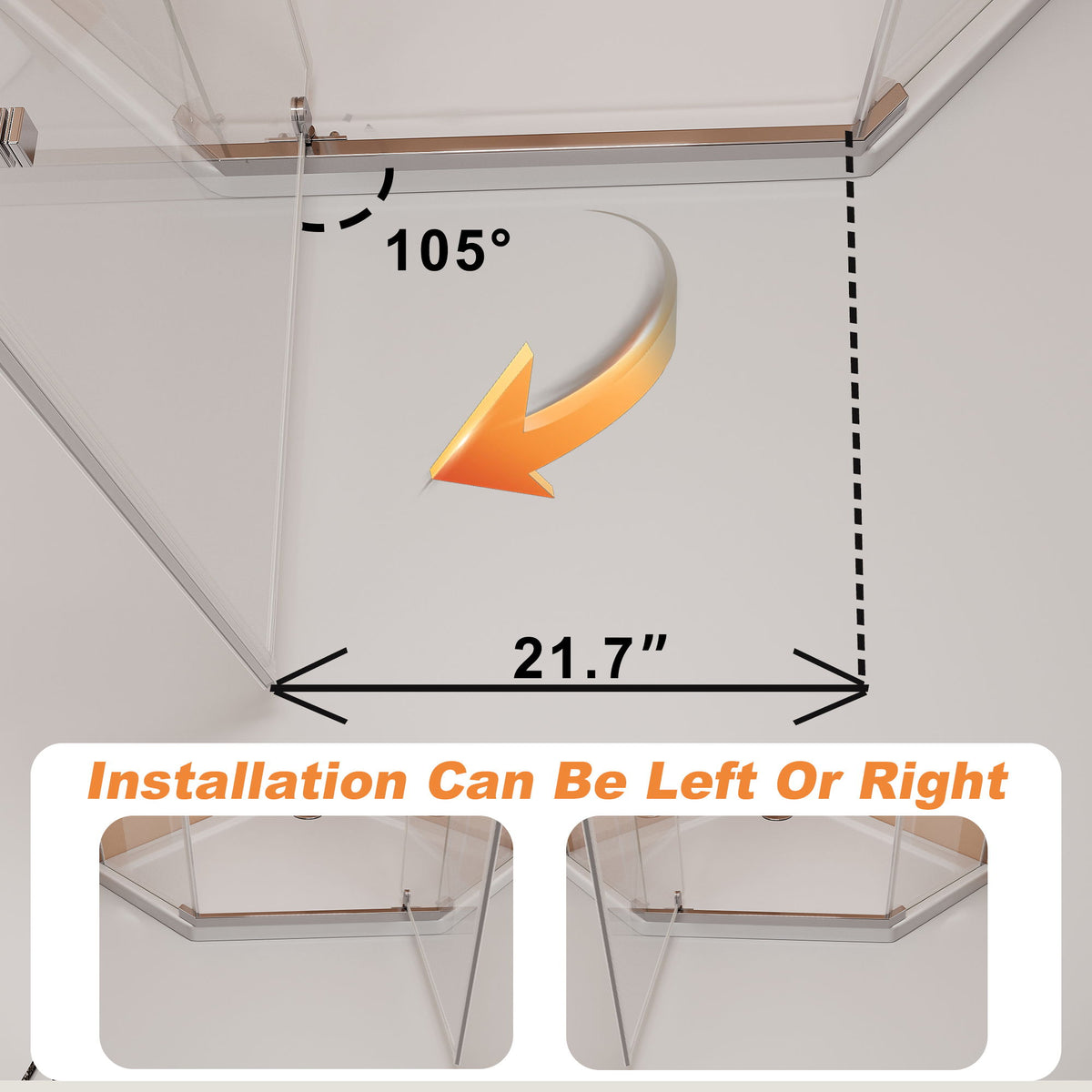 Frameless Neo Angle Shower Door WithTempered Glass