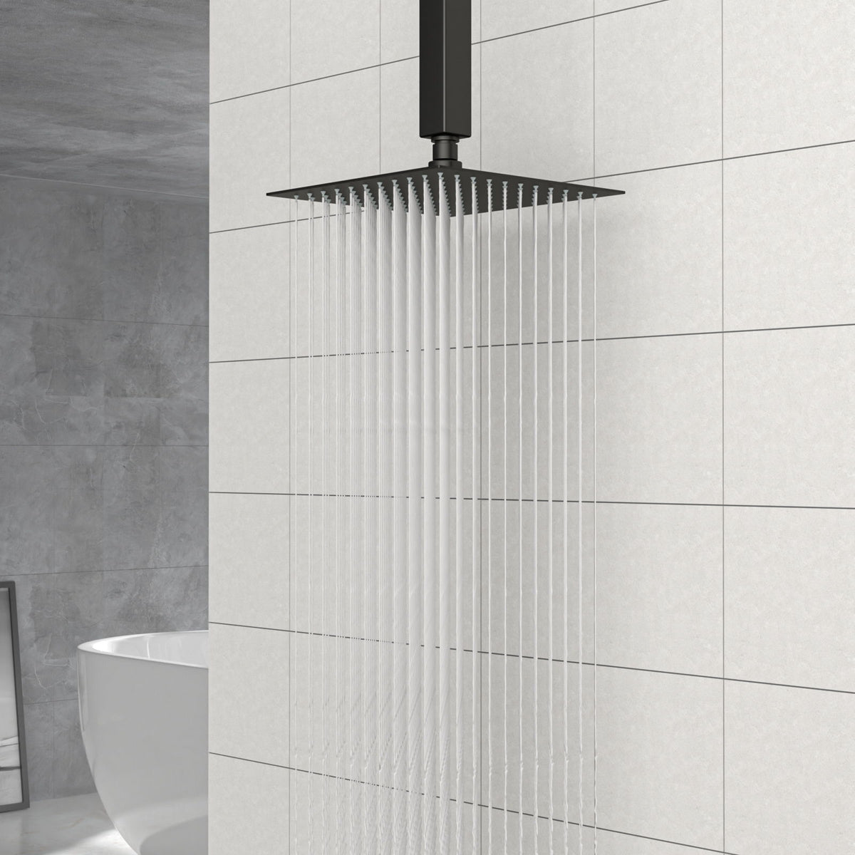 8" Square Rain Shower Head, Ceiling / Wall Mount Stainless Steel Bath Fixture