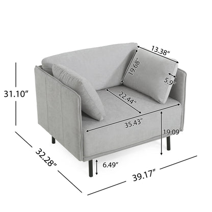 Vintage Lounge Chair With Polyester Upholstery, Solid Wood Frame & Steel Legs - Gray
