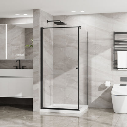 Goodyo - Frameless Corner Shower Door - Matte Black