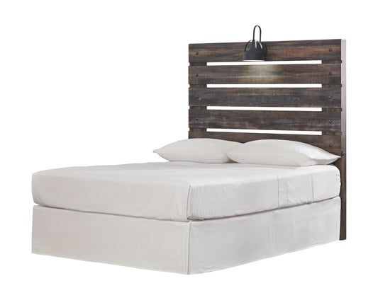 Drystan - Full Panel Headboard with Bolt on Bed Frame - Brown / Beige
