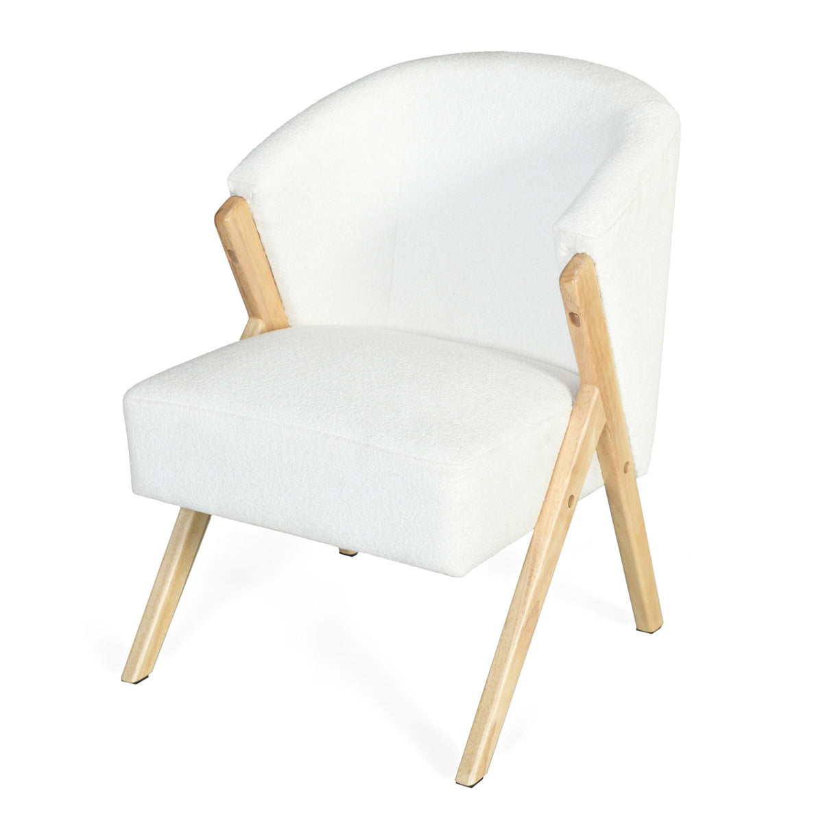 Modern Accent Chair With Polyester Upholstery And Minimalist Lounge Chair For Living Room, Bedroom, Or Office - White