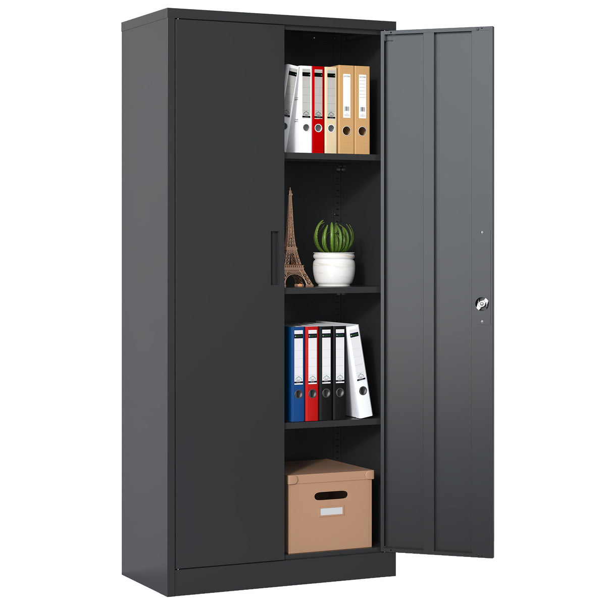 Heavy Metal Garage Storage Cabinet With Locking Doors, Steel, Adjustable Shelves
