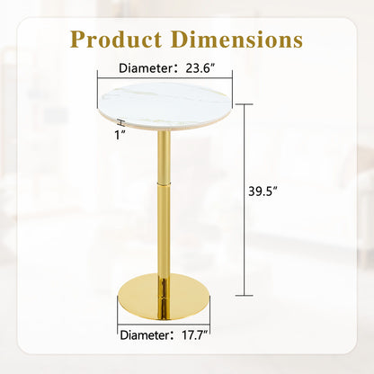 Circular Bar Table With Non Adjustable Legs - Gold+White