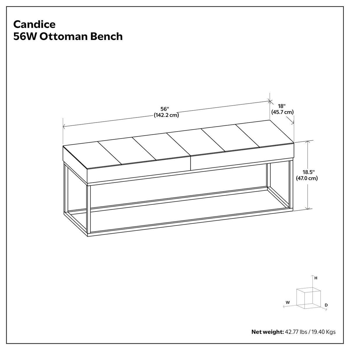 Candice - Ottoman Bench - Tan / Black