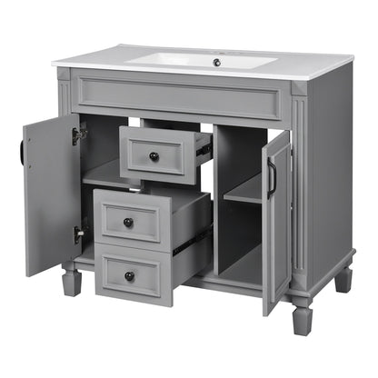 Bathroom Vanity With Top Sink, Cabinet With 2 Soft Closing Doors And Drawers