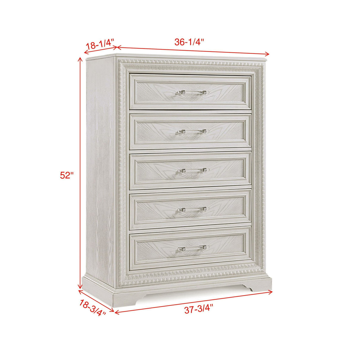 5 Drawer Tall Storage Chest - Antique White