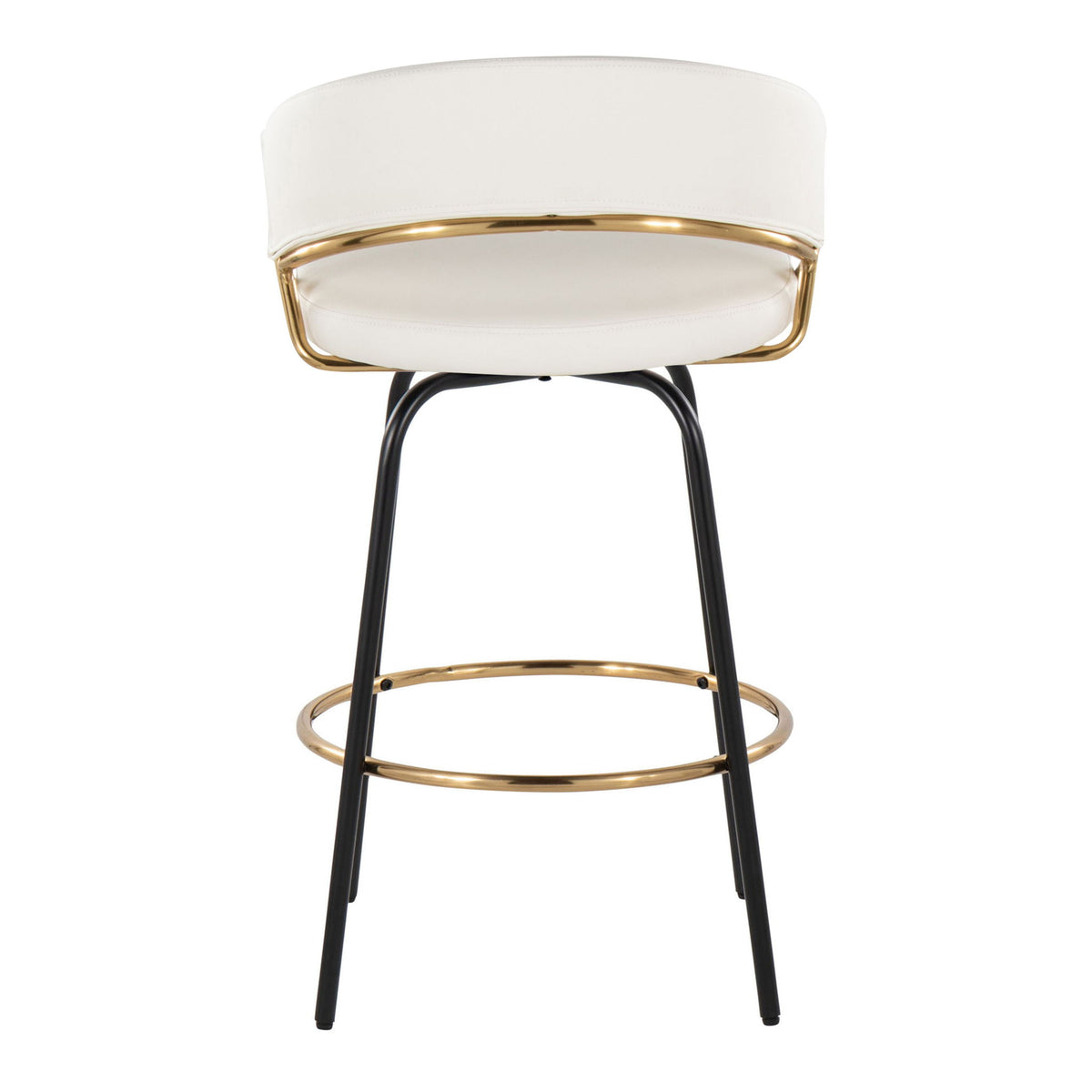 Jie - Fixed Height Contemporary Counter Stool With Swivel Round Footrest (Set of 2)
