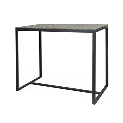 Ernesto - Outdoor Industrial Acacia Wood Bar Table With Metal Frame - Gray / Black