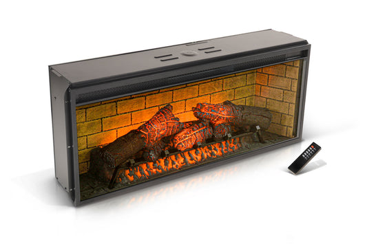 42" Log Fireplace Insert - Black