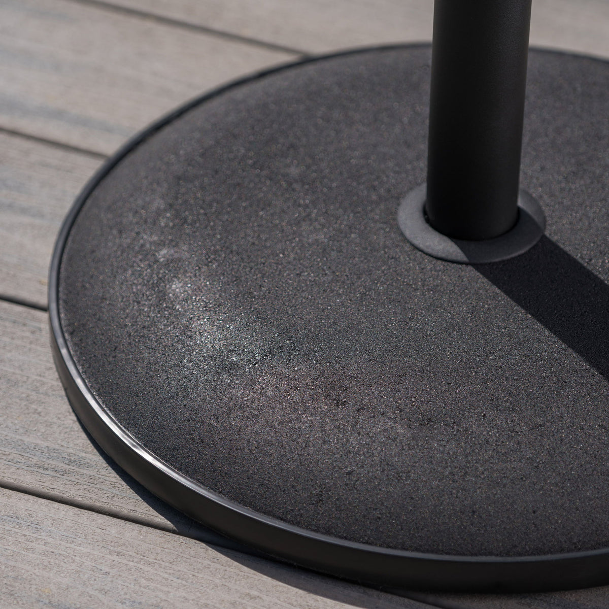 Stylish Concrete Umbrella Base With Iron Support Pole - Black