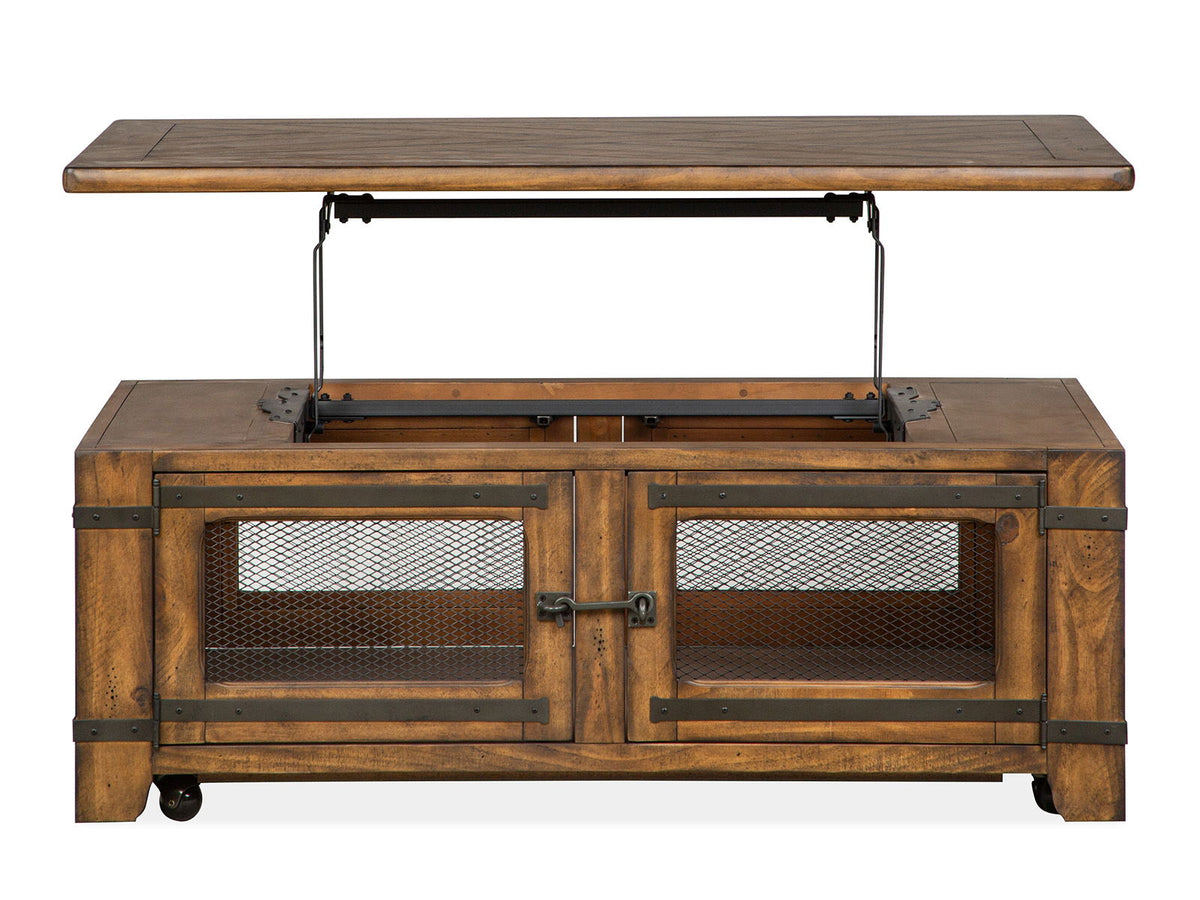 Chesterfield - Top Storage Cocktail Table With Casters - Farmhouse Timber