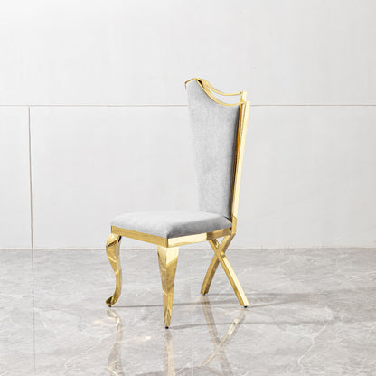 Gorgeous Streamlined High Back Fabric Stainless Steel Dining Chair (Set of 2) - Gold