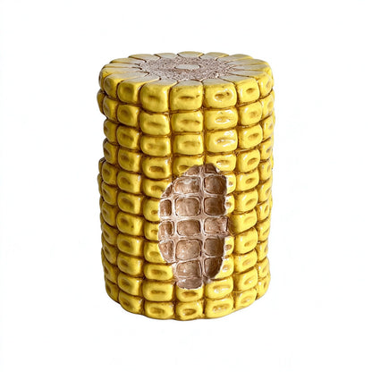Novelty Corn Cob Stool, Plant Stand With Textured Kernels, For Home & Garden Decor - Yellow