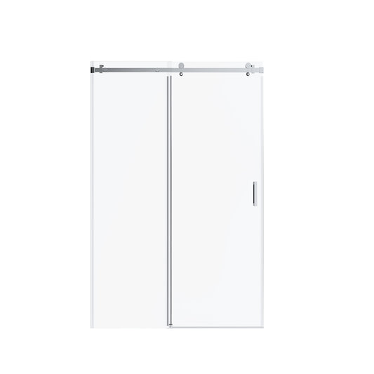 Frameless Single Sliding Shower Doors, 5 / 16" Sgcc Tempered Glass, Reversible Installation - Chrome