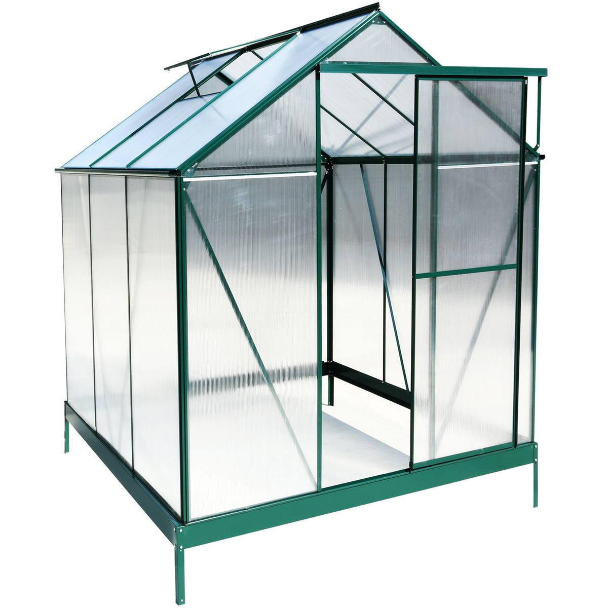 Polycarbonate house, Heavy Duty Outdoor Aluminum Walk-In House Kit With Rain Gutter, Vent And Door For Backyard Garden