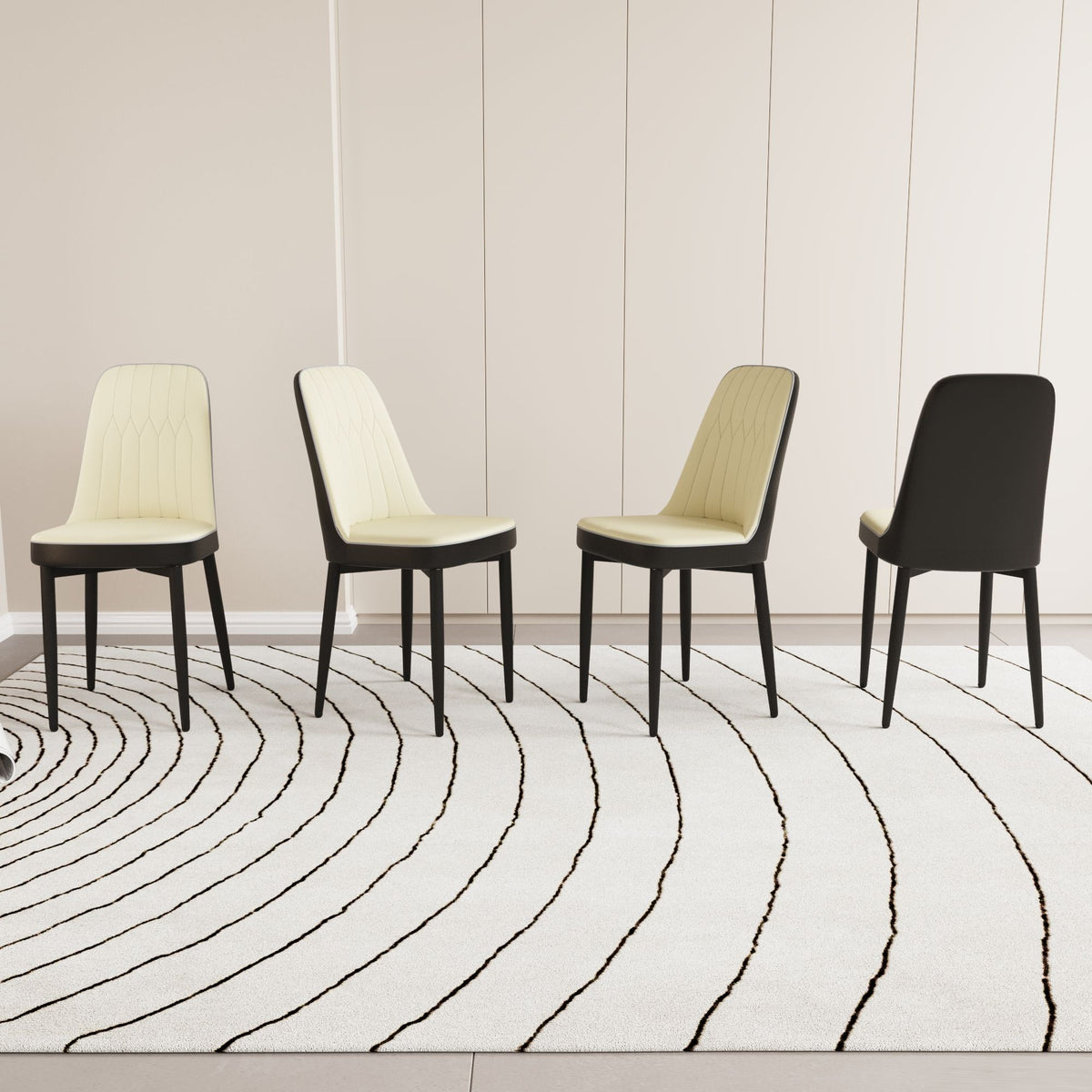 Modern Dining Chair With Cushions And Metal Legs