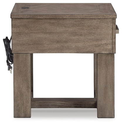 Loyaska - Rectangular End Table - Grayish Brown