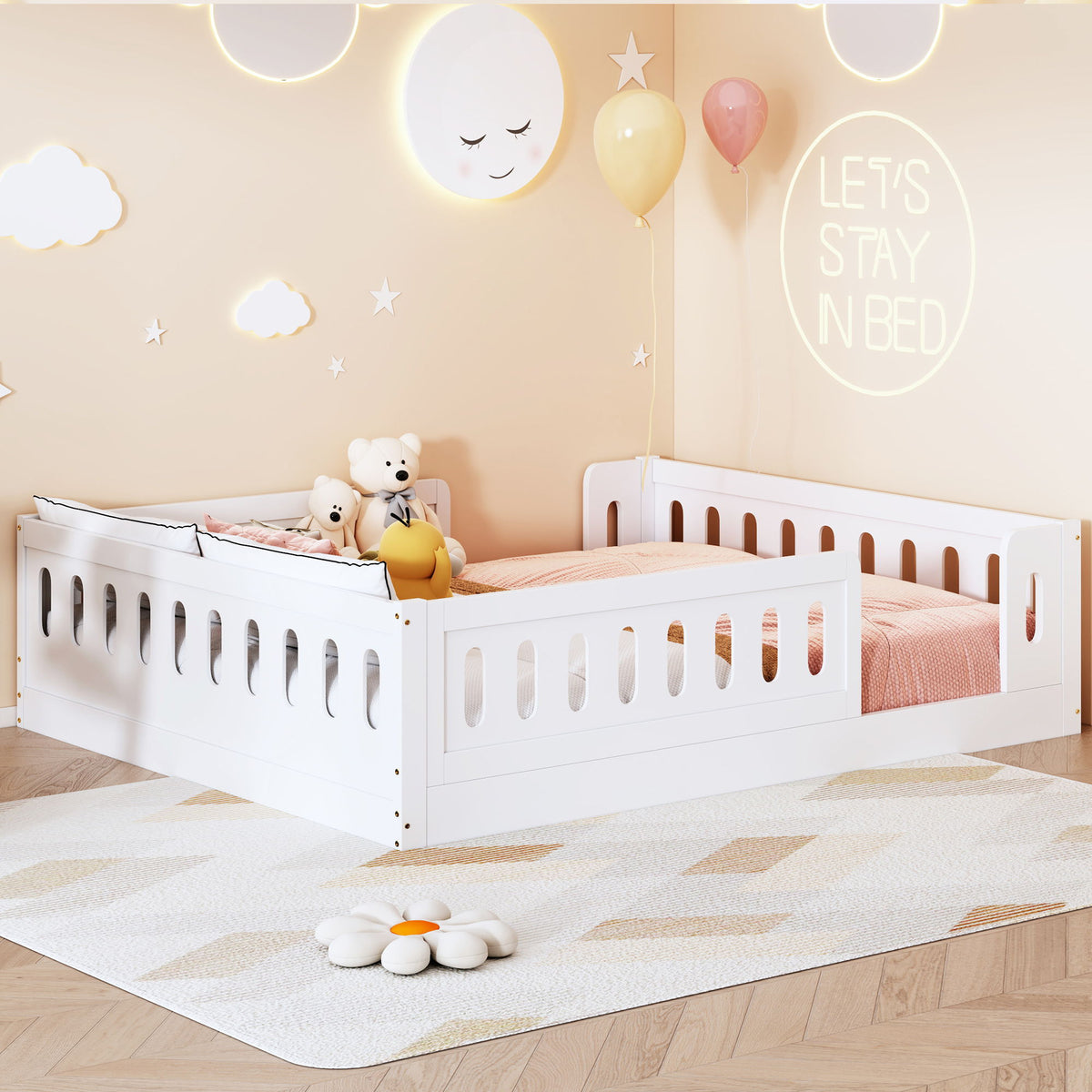 Platform Bed With Guardrail