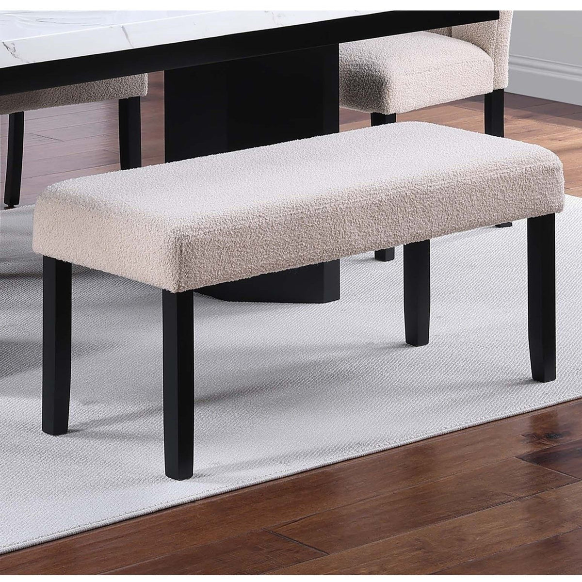 Dining Bench Upholstered - Black / Black / Neutral / Neutral
