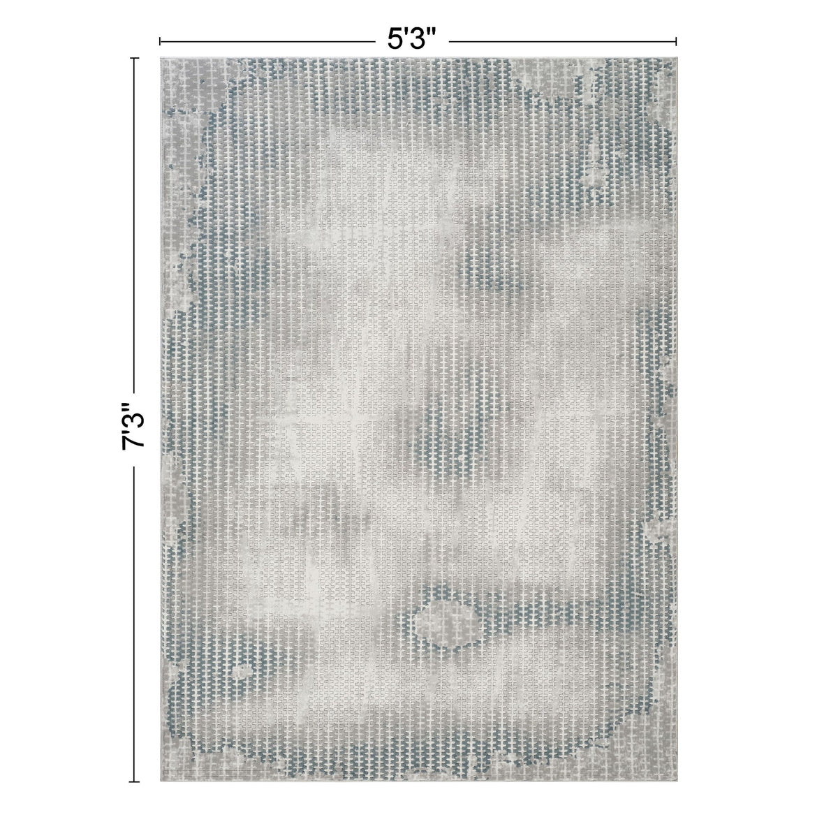 Geometrix - 5'3" X 7'3" Area Rug, Geometric 3D Effect - Ivory / Gray