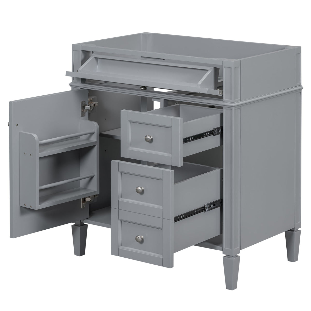 Bathroom Vanity With 2 Drawers And Tip-Out Drawer, Storage Cabinet