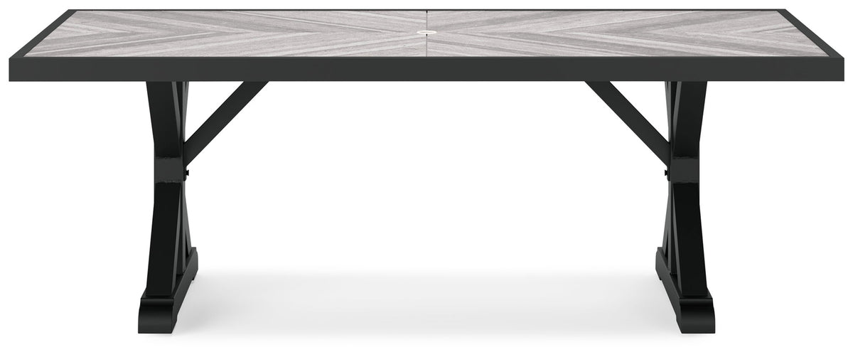 Beachcroft - Rectangular Dining Table With Umbrella Option - Black / Light Gray