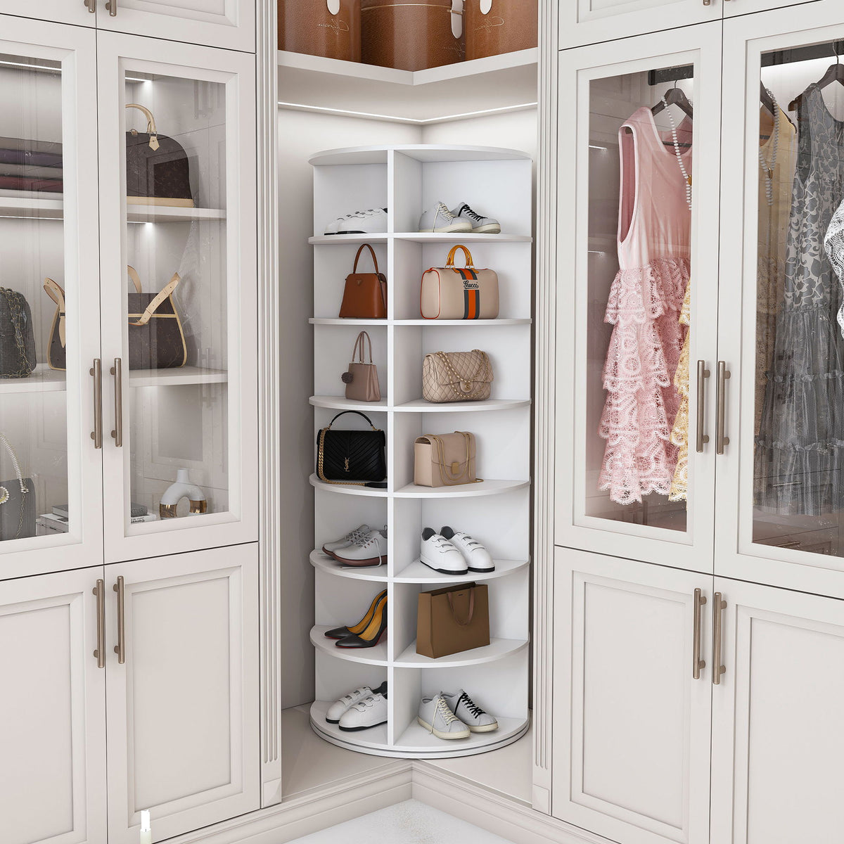 Rotating Shoe Rack Tower