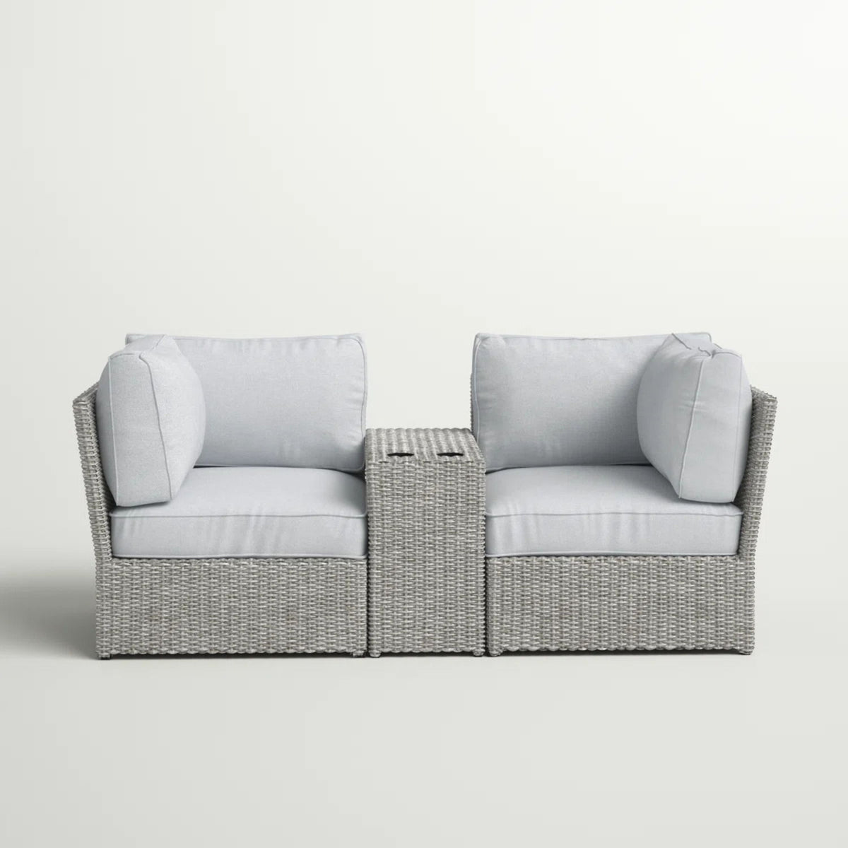 Outdoor Wicker Loveseat With Cushions