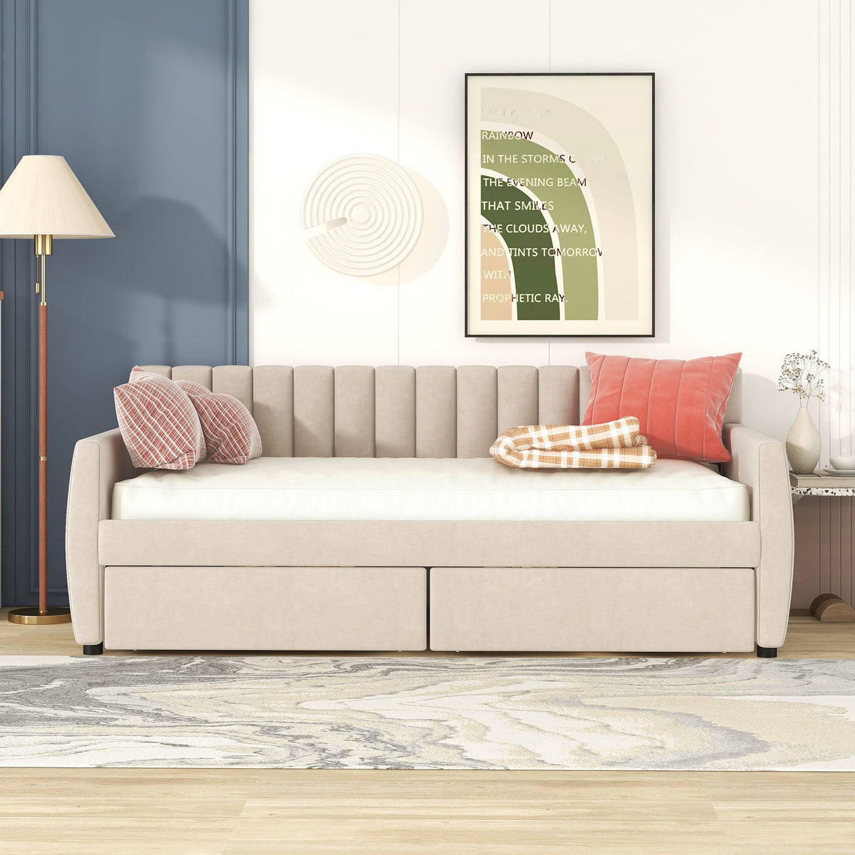 Upholstered Daybed With Slat Support