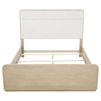 Mirador - Queen Panel Bed With Upholstered Headboard - Light Oak