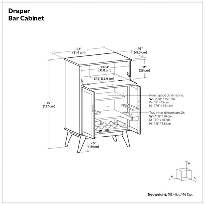Draper - Mid Century Bar Cabinet